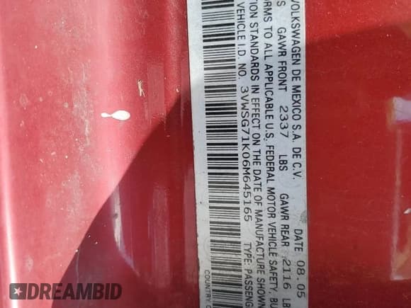 ✅ 2006 Volkswagen Jetta 2.5L • VIN: 3VWSG71K06M645165 • Лот: 54823365. Опубликован ранее на Copart с пробегом 181 844 миль. Бесплатный доступ к архиву аукционных продаж из США и подробный отчёт об истории автомобиля на DreamBid. Изображение 12.