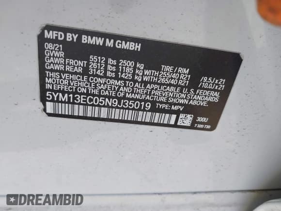 ✅ 2022 BMW X3 M • VIN: 5YM13EC05N9J35019 • Lot: 42303329. Listed on IAAI with 44,972 mi. Free auction sales archive from the USA and detailed vehicle history report at DreamBid. Image 9.