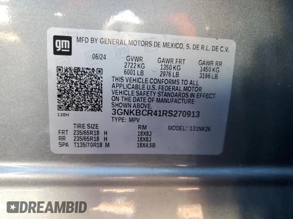 ✅ 2024 Chevrolet Blazer LT • VIN: 3GNKBCR41RS270913 • Lot: 85747155. Listed on Copart with 25,220 mi. Free auction sales archive from the USA and detailed vehicle history report at DreamBid. Image 13.