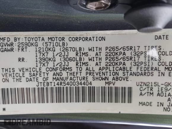 ✅ 2004 Toyota 4Runner SR5 • VIN: JTEBT14R540034404 • Lot: 42719491. Wystawiony na IAAI z przebiegiem 177 695 mil. Bezpłatny archiwum sprzedaży aukcyjnych z USA i szczegółowy raport historii pojazdu na DreamBid. Zdjęcie 9.