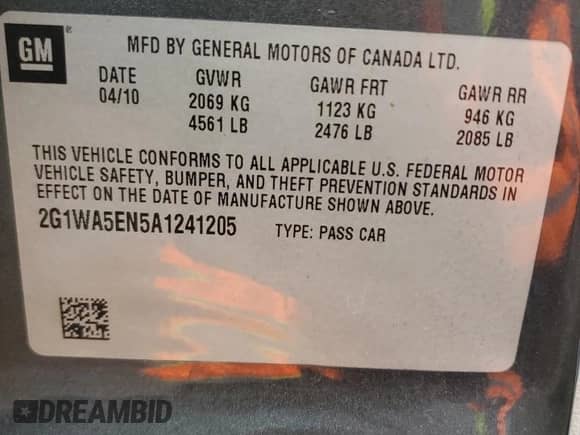 2010 Chevrolet Impala LS z VIN 2G1WA5EN5A1241205, wystawiony jako Copart lot #90408515 z przebiegiem 180 240 mil mil oraz Szkoda całkowita • Salvage title. Historia ofert i sprzedaży dostępna na DreamBid. Obrazek 12.