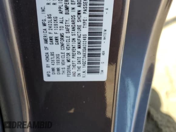 ✅ 2016 Honda Accord EX-L • VIN: 1HGCT2A83GA002495 • Lot: 77500004. Listed on Copart with 42,212 mi. Free auction sales archive from the USA and detailed vehicle history report at DreamBid. Image 12.