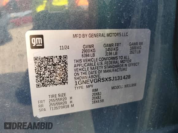 2025 Chevrolet Traverse AWD LT with VIN 1GNEVGRSXSJ131428, listed as a Copart auction lot 71471925 with 16,214 mi miles and Salvage title. Bid and sale history available at DreamBid. Image 14.