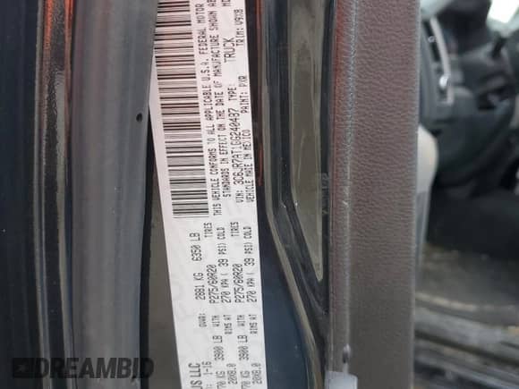 2016 Ram 1500 Express with VIN 3C6JR7AT1GG240487, listed as a Copart auction lot 81378904 with 102,480 mi miles and Salvage title. Bid and sale history available at DreamBid. Image 12.