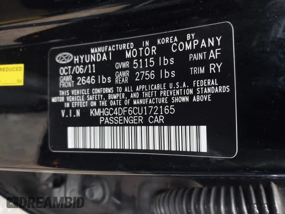 ✅ 2012 Hyundai Genesis 4.6L • VIN: KMHGC4DF6CU172165 • Лот: 43542794. Опубликован ранее на IAAI с пробегом 147 413 миль. Бесплатный доступ к архиву аукционных продаж из США и подробный отчёт об истории автомобиля на DreamBid. Изображение 9.