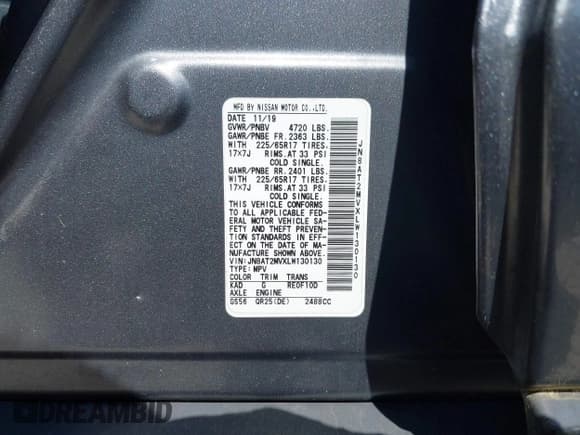 ✅ 2020 Nissan Rogue SV • VIN: JN8AT2MVXLW130130 • Лот: 42039181. Опубликован ранее на IAAI с пробегом 67 499 миль. Бесплатный доступ к архиву аукционных продаж из США и подробный отчёт об истории автомобиля на DreamBid. Изображение 9.