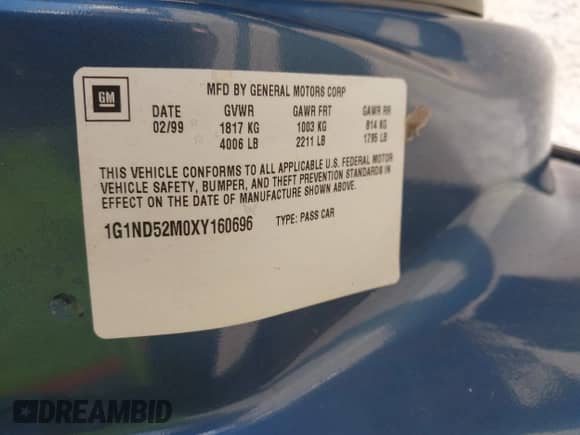 1999 Chevrolet Malibu с VIN 1G1ND52MOXY160696, выставлен на аукционе IAAI как лот 43597079 с пробегом 81 839 миль миль и . История ставок и продаж доступна на DreamBid. Изображение 9.