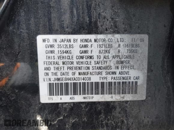 ✅ 2010 Honda Fit Sport • VIN: JHMGE8H4XAC014038 • Lot: 43580540. Wystawiony na IAAI z przebiegiem 168 862 mil. Bezpłatny archiwum sprzedaży aukcyjnych z USA i szczegółowy raport historii pojazdu na DreamBid. Zdjęcie 9.