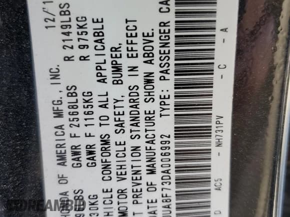 ✅ 2013 Acura TL Advance • VIN: 19UUA8F73DA006992 • Лот: 60408055. Опубликован ранее на Copart с пробегом 179 229 миль. Бесплатный доступ к архиву аукционных продаж из США и подробный отчёт об истории автомобиля на DreamBid. Изображение 13.