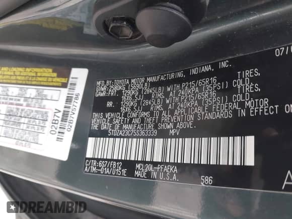 2005 Toyota Sienna LE z VIN 5TDZA23C75S363339, wystawiony jako IAAI lot #43459567 z przebiegiem 184 187 mil mil oraz . Historia ofert i sprzedaży dostępna na DreamBid. Obrazek 9.