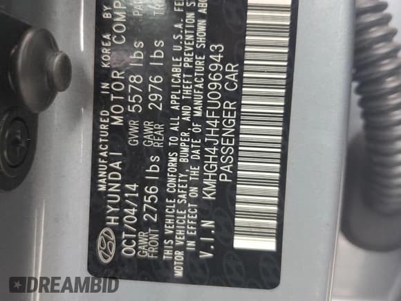 ✅ 2015 Hyundai Equus Ultimate • VIN: KMHGH4JH4FU096943 • Lot: 70185544. Listed on Copart with 98,074 mi. Free auction sales archive from the USA and detailed vehicle history report at DreamBid. Image 15.