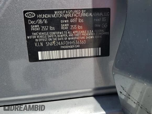 ✅ 2017 Hyundai Sonata 2.4L • VIN: 5NPE24AF0HH536360 • Lot: 64361625. Wystawiony na Copart z przebiegiem 158 818 mil. Bezpłatny archiwum sprzedaży aukcyjnych z USA i szczegółowy raport historii pojazdu na DreamBid. Zdjęcie 12.