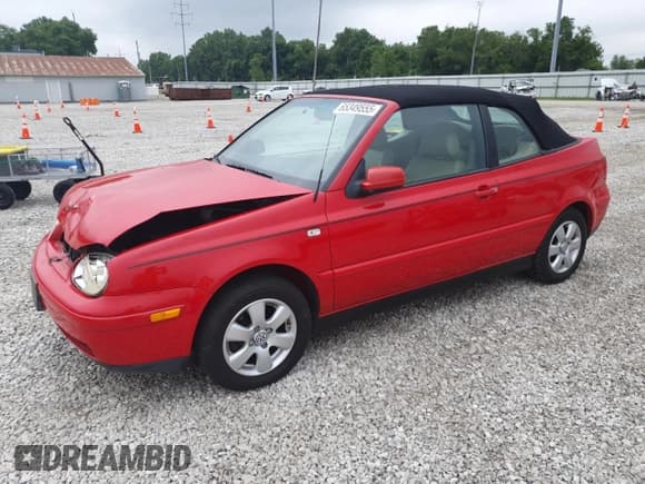 ✅ 2001 Volkswagen Cabriolet GLX • VIN: 3VWDC21V61M803051 • Lot: 65349555. Listed on Copart with 132,819 mi. Free auction sales archive from the USA and detailed vehicle history report at DreamBid. Image 1.