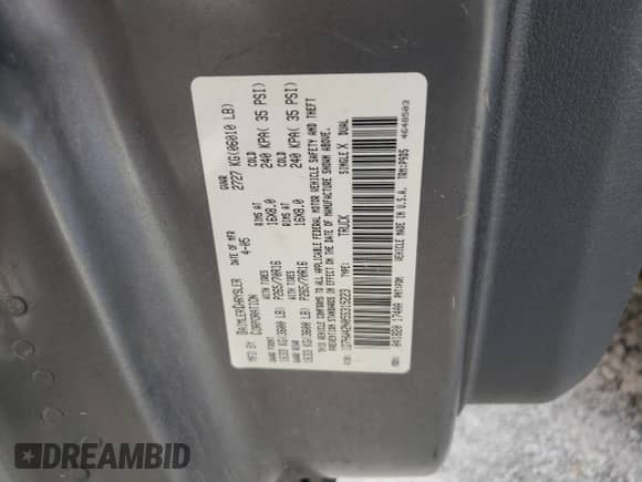 2005 Dodge Dakota SLT с VIN 1D7HW42N05S315223, выставлен на аукционе Copart как лот 71559234 с пробегом 127 204 миль миль и Списание • Salvage title. История ставок и продаж доступна на DreamBid. Изображение 12.