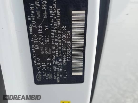 2015 Hyundai Genesis 3.8L z VIN KMHGN4JE3FU030138, wystawiony jako Copart lot #78544964 z przebiegiem 57 170 mil mil oraz Szkoda całkowita • Salvage title. Historia ofert i sprzedaży dostępna na DreamBid. Obrazek 15.