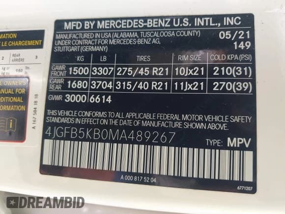 ✅ 2021 Mercedes-Benz GLE 450 • VIN: 4JGFB5KB0MA489267 • Lot: 41709186. Wystawiony na IAAI z przebiegiem 47 398 mil. Bezpłatny archiwum sprzedaży aukcyjnych z USA i szczegółowy raport historii pojazdu na DreamBid. Zdjęcie 9.