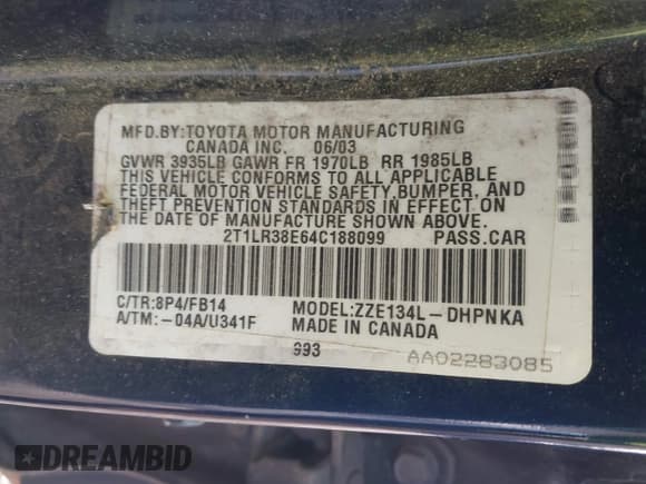 ✅ 2004 Toyota Matrix Std • VIN: 2T1LR38E64C188099 • Лот: 41982003. Опубликован ранее на IAAI с пробегом 90 171 миль. Бесплатный доступ к архиву аукционных продаж из США и подробный отчёт об истории автомобиля на DreamBid. Изображение 9.