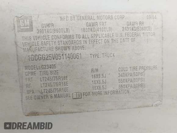 ✅ 2005 Chevrolet Express Cargo • VIN: 1GCGG25V051140061 • Лот: 42919743. Опубликован ранее на IAAI с пробегом 448 511 миль. Бесплатный доступ к архиву аукционных продаж из США и подробный отчёт об истории автомобиля на DreamBid. Изображение 9.