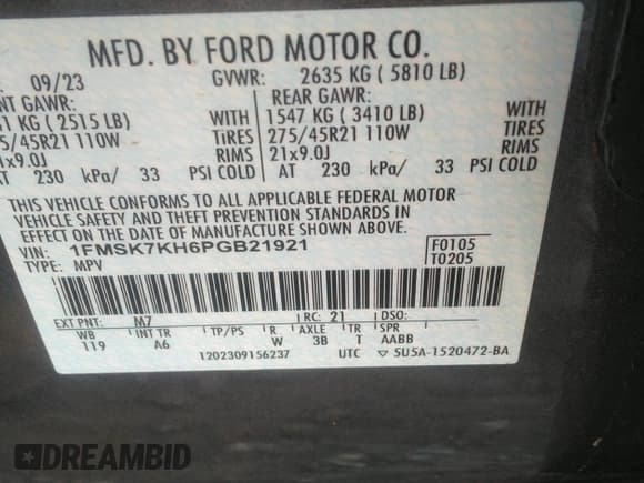 ✅ 2023 Ford Explorer ST-Line • VIN: 1FMSK7KH6PGB21921 • Lot: 42591112. Wystawiony na IAAI z przebiegiem 17 642 mil. Bezpłatny archiwum sprzedaży aukcyjnych z USA i szczegółowy raport historii pojazdu na DreamBid. Zdjęcie 9.