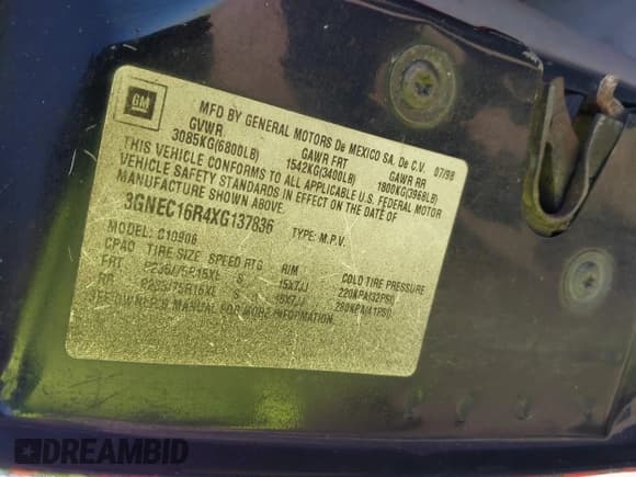 ✅ 1999 Chevrolet Suburban • VIN: 3GNEC16R4XG137836 • Лот: 43536528. Опубликован ранее на IAAI с пробегом 258 648 миль. Бесплатный доступ к архиву аукционных продаж из США и подробный отчёт об истории автомобиля на DreamBid. Изображение 9.