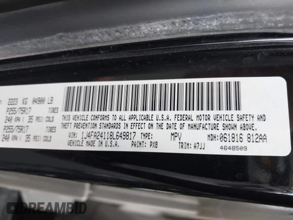 ✅ 2008 Jeep Wrangler X • VIN: 1J4FA24118L649817 • Лот: 43807636. Опубликован ранее на IAAI с пробегом 160 137 миль. Бесплатный доступ к архиву аукционных продаж из США и подробный отчёт об истории автомобиля на DreamBid. Изображение 9.