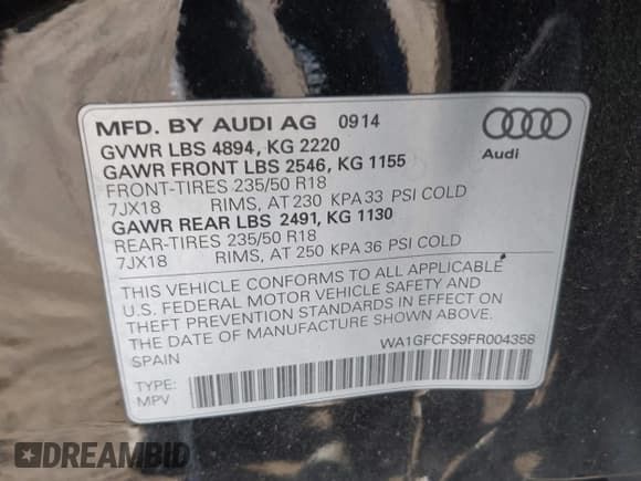 ✅ 2015 Audi Q3 Prestige • VIN: WA1GFCFS9FR004358 • Lot: 43604261. Listed on IAAI with 81,990 mi. Free auction sales archive from the USA and detailed vehicle history report at DreamBid. Image 9.