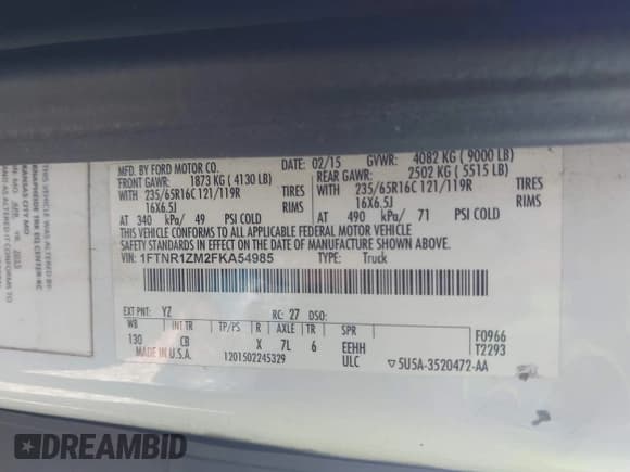 ✅ 2015 Ford Transit Cargo • VIN: 1FTNR1ZM2FKA54985 • Lot: 43598042. Wystawiony na IAAI z przebiegiem 154 653 mil. Bezpłatny archiwum sprzedaży aukcyjnych z USA i szczegółowy raport historii pojazdu na DreamBid. Zdjęcie 9.