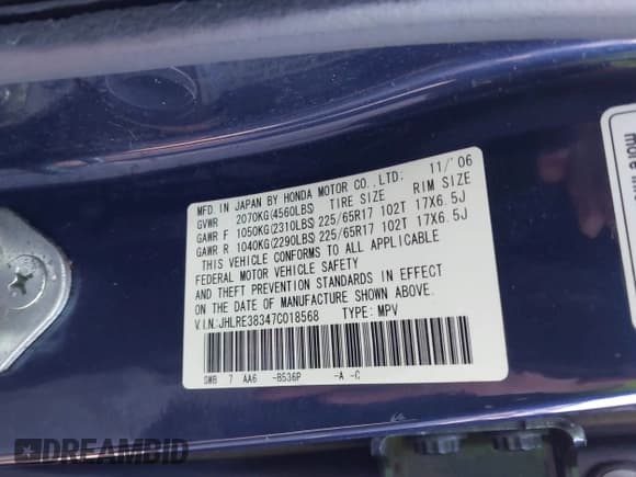 ✅ 2007 Honda CR-V LX • VIN: JHLRE38347C018568 • Lot: 43640829. Wystawiony na IAAI z przebiegiem 259 684 mil. Bezpłatny archiwum sprzedaży aukcyjnych z USA i szczegółowy raport historii pojazdu na DreamBid. Zdjęcie 9.