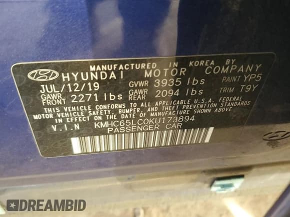 ✅ 2019 Hyundai Ioniq Blue • VIN: KMHC65LC0KU173894 • Lot: 88123915. Wystawiony na Copart z przebiegiem 191 479 mil. Bezpłatny archiwum sprzedaży aukcyjnych z USA i szczegółowy raport historii pojazdu na DreamBid. Zdjęcie 12.