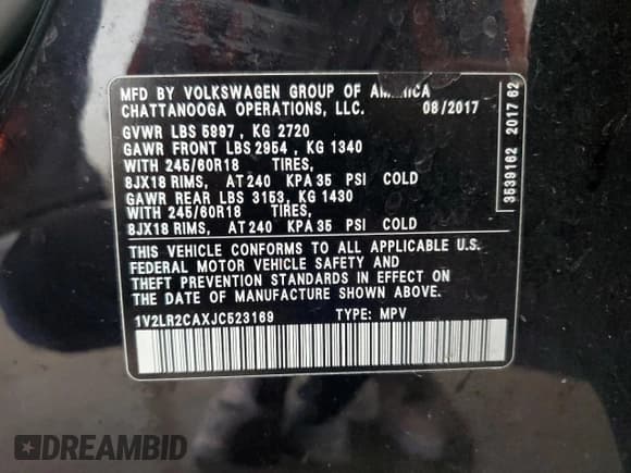 ✅ 2018 Volkswagen Atlas SE • VIN: 1V2LR2CAXJC523169 • Lot: 83990465. Listed on Copart with 146,290 mi. Free auction sales archive from the USA and detailed vehicle history report at DreamBid. Image 14.