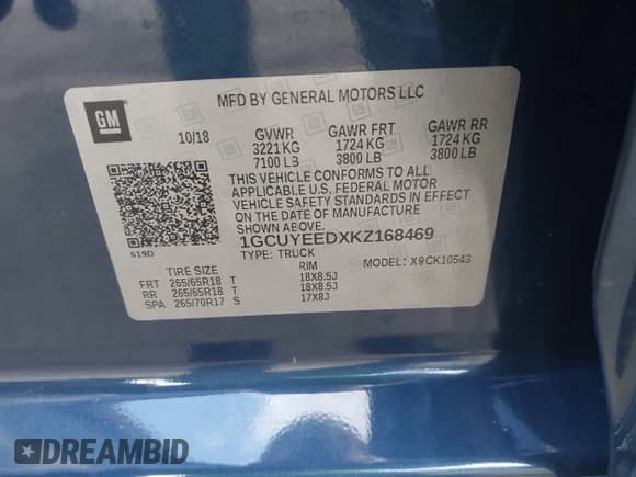 ✅ 2019 Chevrolet Silverado 1500 RST • VIN: 1GCUYEEDXKZ168469 • Lot: 43011980. Wystawiony na IAAI z przebiegiem 112 039 mil. Bezpłatny archiwum sprzedaży aukcyjnych z USA i szczegółowy raport historii pojazdu na DreamBid. Zdjęcie 9.