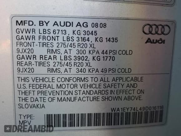 ✅ 2009 Audi Q7 Premium Plus • VIN: WA1EY74L49D016116 • Lot: 69693085. Listed on Copart with 301,673 mi. Free auction sales archive from the USA and detailed vehicle history report at DreamBid. Image 13.
