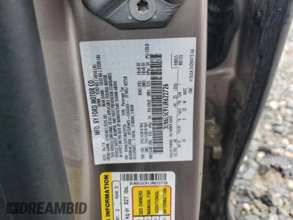 ✅ 2018 Lincoln MKZ Select • VIN: 3LN6L5C91JR622726 • Lot: 70750445. Listed on Copart with 64,209 mi. Free auction sales archive from the USA and detailed vehicle history report at DreamBid. Image 13.