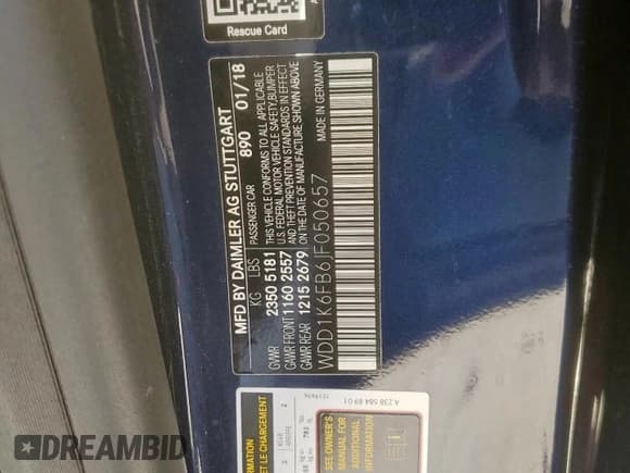 ✅ 2018 Mercedes-Benz E 400 • VIN: WDD1K6FB6JF050657 • Лот: 64455305. Опубликован ранее на Copart с пробегом 20 220 миль. Бесплатный доступ к архиву аукционных продаж из США и подробный отчёт об истории автомобиля на DreamBid. Изображение 12.