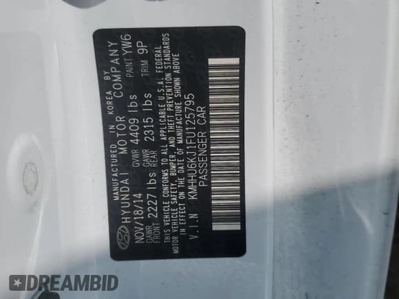 ✅ 2015 Hyundai Genesis Coupe Ultimate • VIN: KMHHU6KJ1FU125795 • Lot: 46925465. Wystawiony na Copart z przebiegiem 40 431 mil. Bezpłatny archiwum sprzedaży aukcyjnych z USA i szczegółowy raport historii pojazdu na DreamBid. Zdjęcie 12.