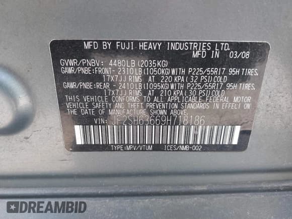 ✅ 2009 Subaru Forester X • VIN: JF2SH63669H718186 • Lot: 41869293. Listed on IAAI with 122,445 mi. Free auction sales archive from the USA and detailed vehicle history report at DreamBid. Image 9.