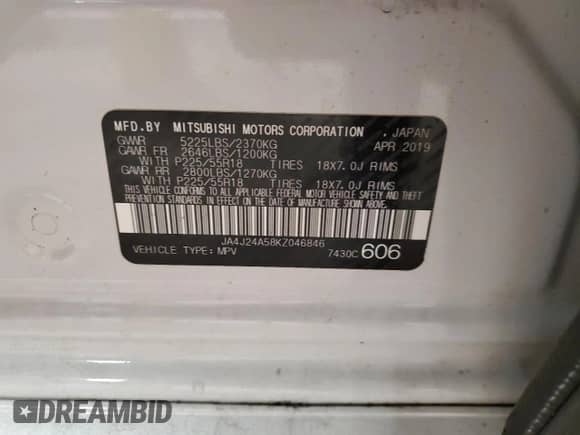 2019 Mitsubishi Outlander SEL with VIN JA4J24A58KZ046846, listed as a Copart auction lot 62961885 with 69,812 mi miles and Clean title. Bid and sale history available at DreamBid. Image 13.