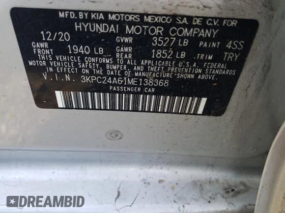 ✅ 2021 Hyundai Accent SE • VIN: 3KPC24A61ME138368 • Лот: 41437235. Опубликован ранее на Copart с пробегом 72 686 миль. Бесплатный доступ к архиву аукционных продаж из США и подробный отчёт об истории автомобиля на DreamBid. Изображение 12.