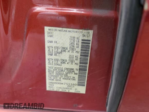 ✅ 2017 Nissan Frontier SV • VIN: 1N6AD0ER0HN751160 • Лот: 81429095. Опубликован ранее на Copart с пробегом 127 035 миль. Бесплатный доступ к архиву аукционных продаж из США и подробный отчёт об истории автомобиля на DreamBid. Изображение 12.