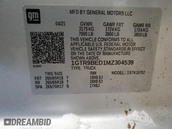 ✅ 2021 GMC Sierra 1500 SLE • VIN: 1GTR9BED1MZ304539 • Лот: 89136695. Опубликован ранее на Copart с пробегом 34 237 миль. Бесплатный доступ к архиву аукционных продаж из США и подробный отчёт об истории автомобиля на DreamBid. Изображение 13.