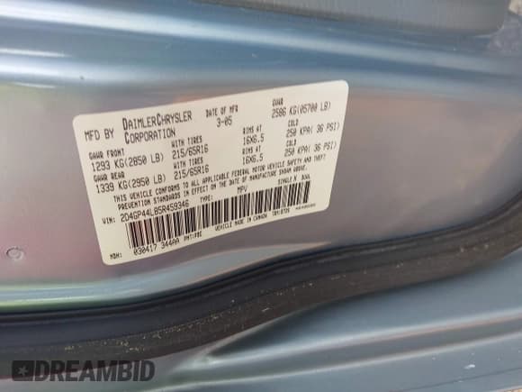 ✅ 2005 Dodge Caravan SXT • VIN: 2D4GP44L85R459346 • Lot: 43349260. Wystawiony na IAAI z przebiegiem Nie podano. Bezpłatny archiwum sprzedaży aukcyjnych z USA i szczegółowy raport historii pojazdu na DreamBid. Zdjęcie 9.