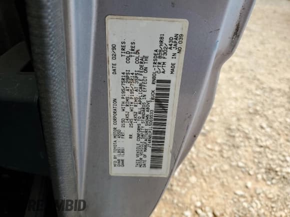 ✅ 1990 Toyota Pickup DX • VIN: JT4RN81P1L5069533 • Lot: 78433024. Wystawiony na Copart z przebiegiem 277 999 mil. Bezpłatny archiwum sprzedaży aukcyjnych z USA i szczegółowy raport historii pojazdu na DreamBid. Zdjęcie 12.