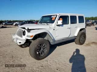 2021 Jeep Wrangler Unlimited Sahara with VIN 1C4HJXENXMW509657, listed as a Copart auction lot 90916025 with 87,621 mi miles and Salvage title. Bid and sale history available at DreamBid. Image 1.