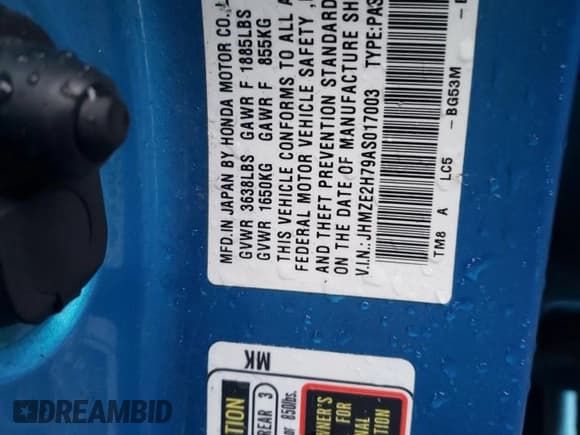 ✅ 2010 Honda Insight EX • VIN: JHMZE2H79AS017003 • Lot: 87313754. Listed on Copart with 159,936 mi. Free auction sales archive from the USA and detailed vehicle history report at DreamBid. Image 12.