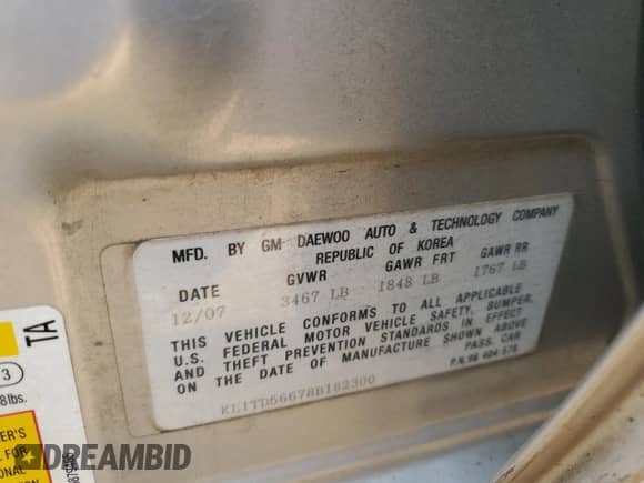 2008 Chevrolet Aveo LS z VIN KL1TD56678B182300, wystawiony jako Copart lot #78045674 z przebiegiem 198 615 mil mil oraz Szkoda całkowita • Salvage title. Historia ofert i sprzedaży dostępna na DreamBid. Obrazek 12.