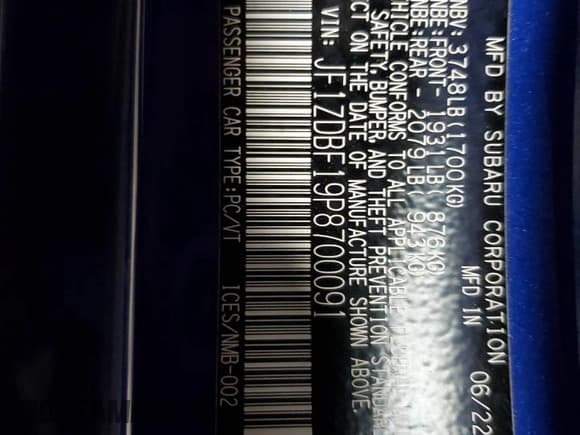 ✅ 2023 Subaru BRZ Limited • VIN: JF1ZDBF19P8700091 • Lot: 49866424. Listed on Copart with 20,008 mi. Free auction sales archive from the USA and detailed vehicle history report at DreamBid. Image 13.