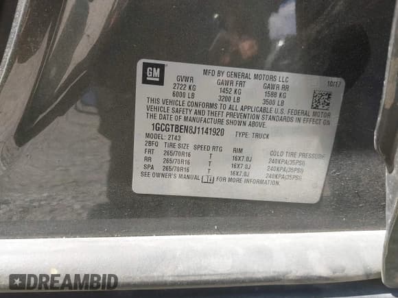 ✅ 2018 Chevrolet Colorado 4WD Work Truck • VIN: 1GCGTBEN8J1141920 • Лот: 43080248. Опубликован ранее на IAAI с пробегом 86 682 миль. Бесплатный доступ к архиву аукционных продаж из США и подробный отчёт об истории автомобиля на DreamBid. Изображение 9.