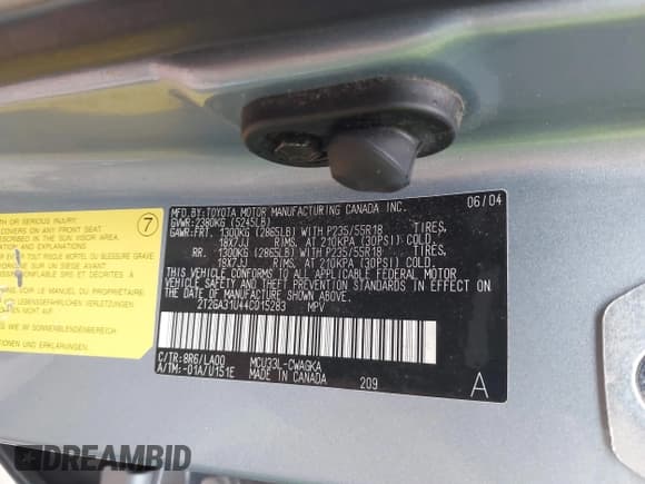 ✅ 2004 Lexus RX 330 • VIN: 2T2GA31U44C015283 • Lot: 43752778. Listed on IAAI with 184,513 mi. Free auction sales archive from the USA and detailed vehicle history report at DreamBid. Image 9.