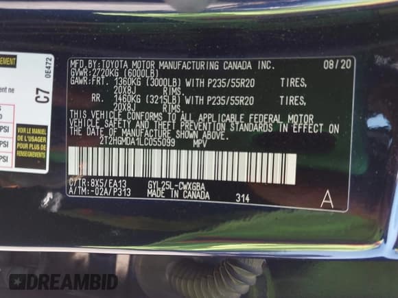 ✅ 2020 Lexus RX 450h • VIN: 2T2HGMDA1LC055099 • Лот: 42737350. Опубликован ранее на IAAI с пробегом 89 412 миль. Бесплатный доступ к архиву аукционных продаж из США и подробный отчёт об истории автомобиля на DreamBid. Изображение 9.