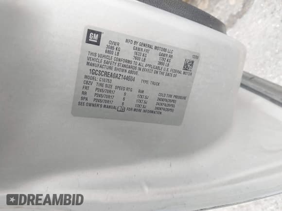 ✅ 2010 Chevrolet Silverado 1500 LS • VIN: 1GCSCREA0AZ144604 • Lot: 43461702. Listed on IAAI with 124,686 mi. Free auction sales archive from the USA and detailed vehicle history report at DreamBid. Image 9.